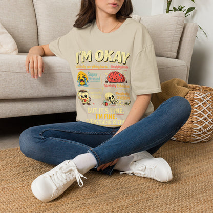 Im Okay But Everything Hurts Shirt Funny Emotional Support Tee Mentally Exhausted Shirt Sarcastic Anxiety Graphic Tee for Women