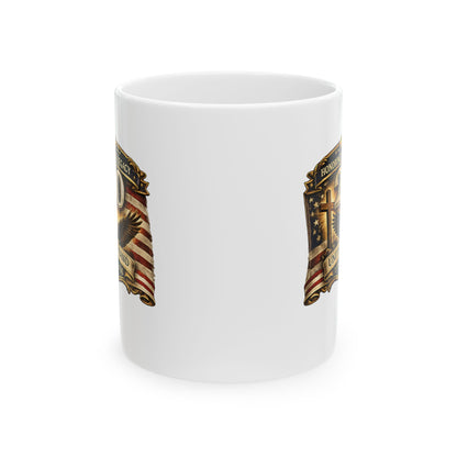 Cross and American Flag Mug – Christian Faith Coffee Mug for Patriotic Believers