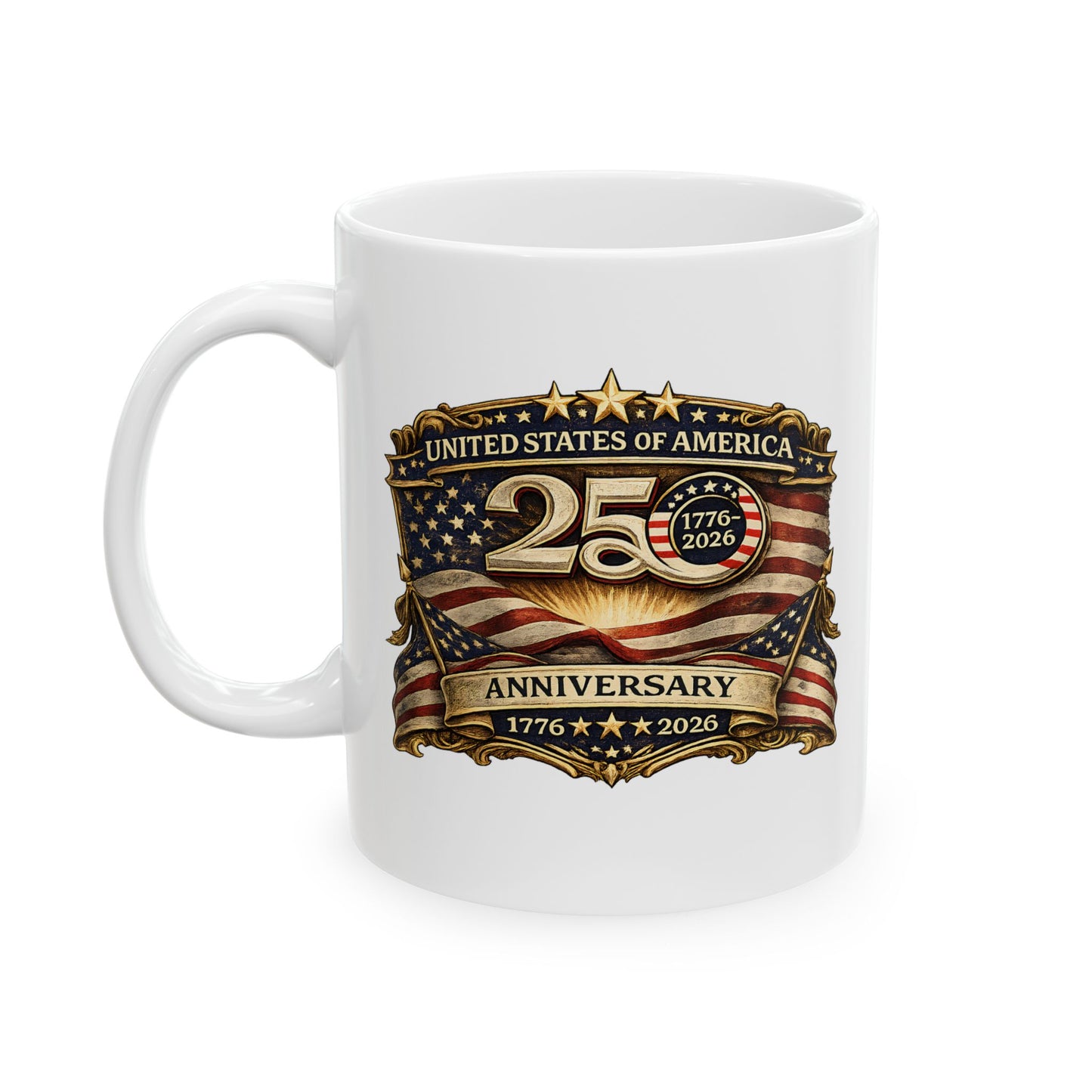 American Flag Shield Mug | Vintage Patriotic Coffee Mug for Veterans  & USA Lovers