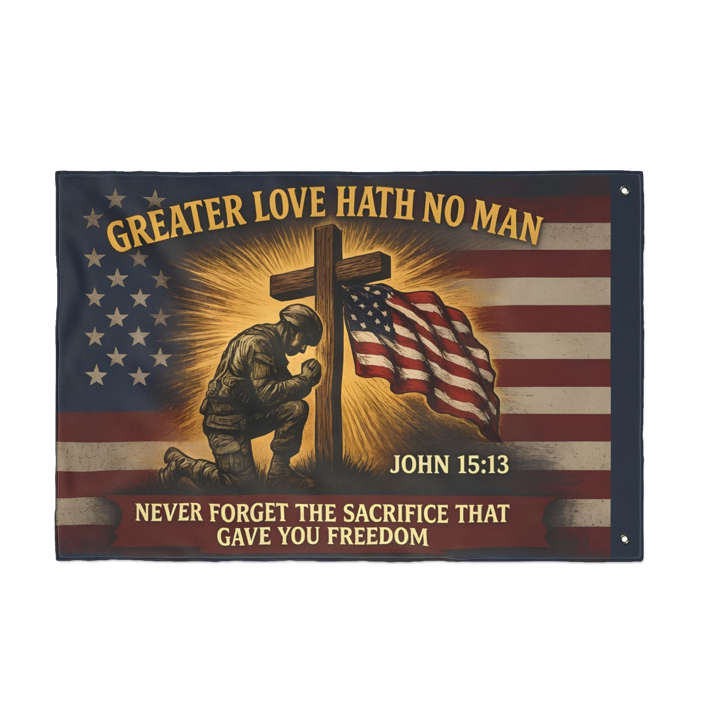 Greater Love Hath No Man Flag – Christian American Double-Sided Memorial Garden Flag