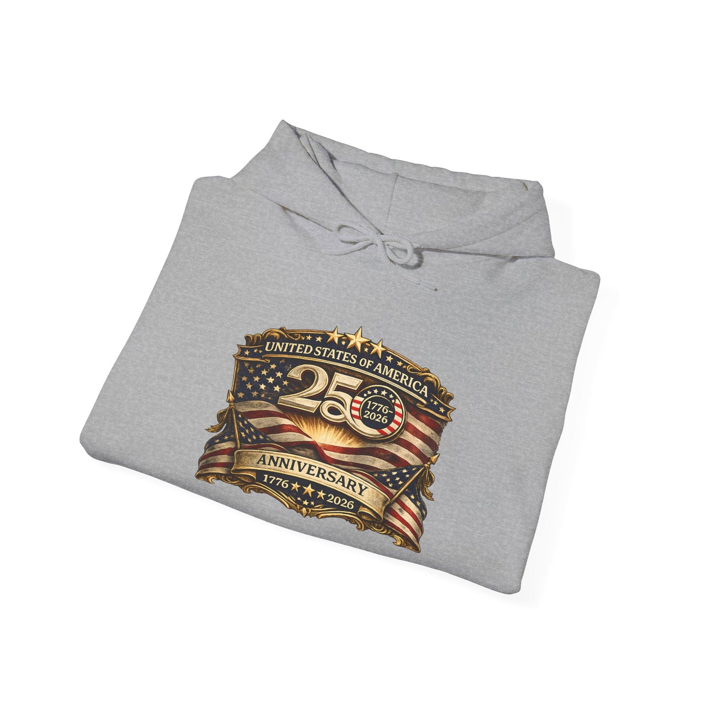 25th Anniversary American Flag Emblem Hoodie | Patriotic Celebration Sweatshirt