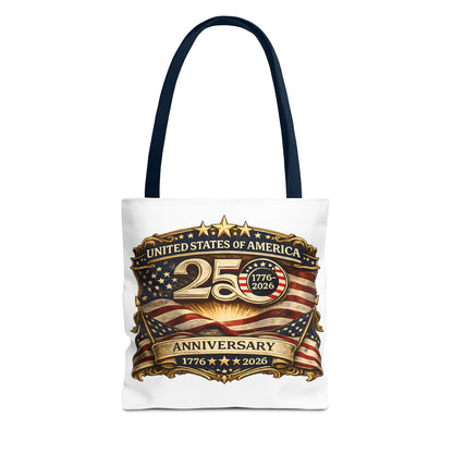 25th Anniversary American Flag Badge Tote Bag | USA 1776   2026 Patriotic