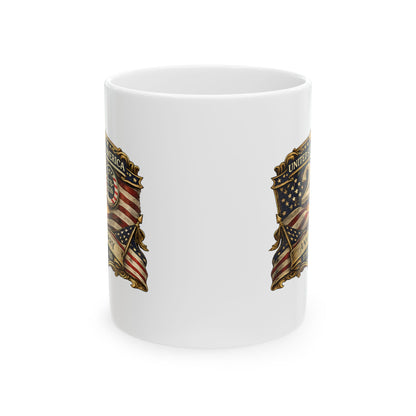 American Flag Shield Mug | Vintage Patriotic Coffee Mug for Veterans  & USA Lovers