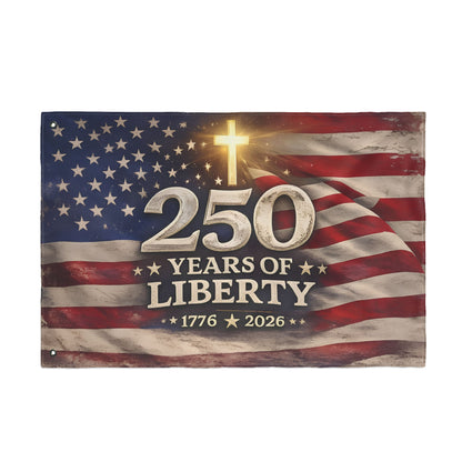 Celebrating 250 Years of Liberty Flag | Double Sided Flag, 1776 2026, American Flag with Cross