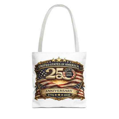 25th Anniversary American Flag Badge Tote Bag | USA 1776   2026 Patriotic