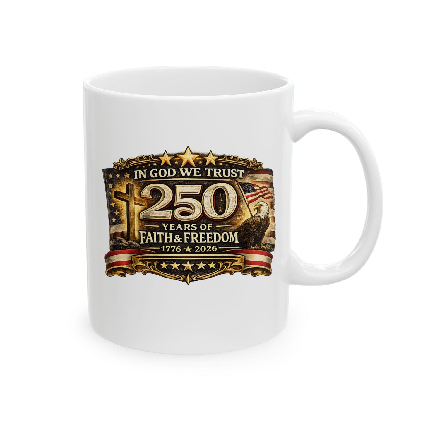 Patriotic Bald Eagle with American Flag  Mug | USA  Freedom Coffee Cup & Liberty Ceramic Mug 11oz