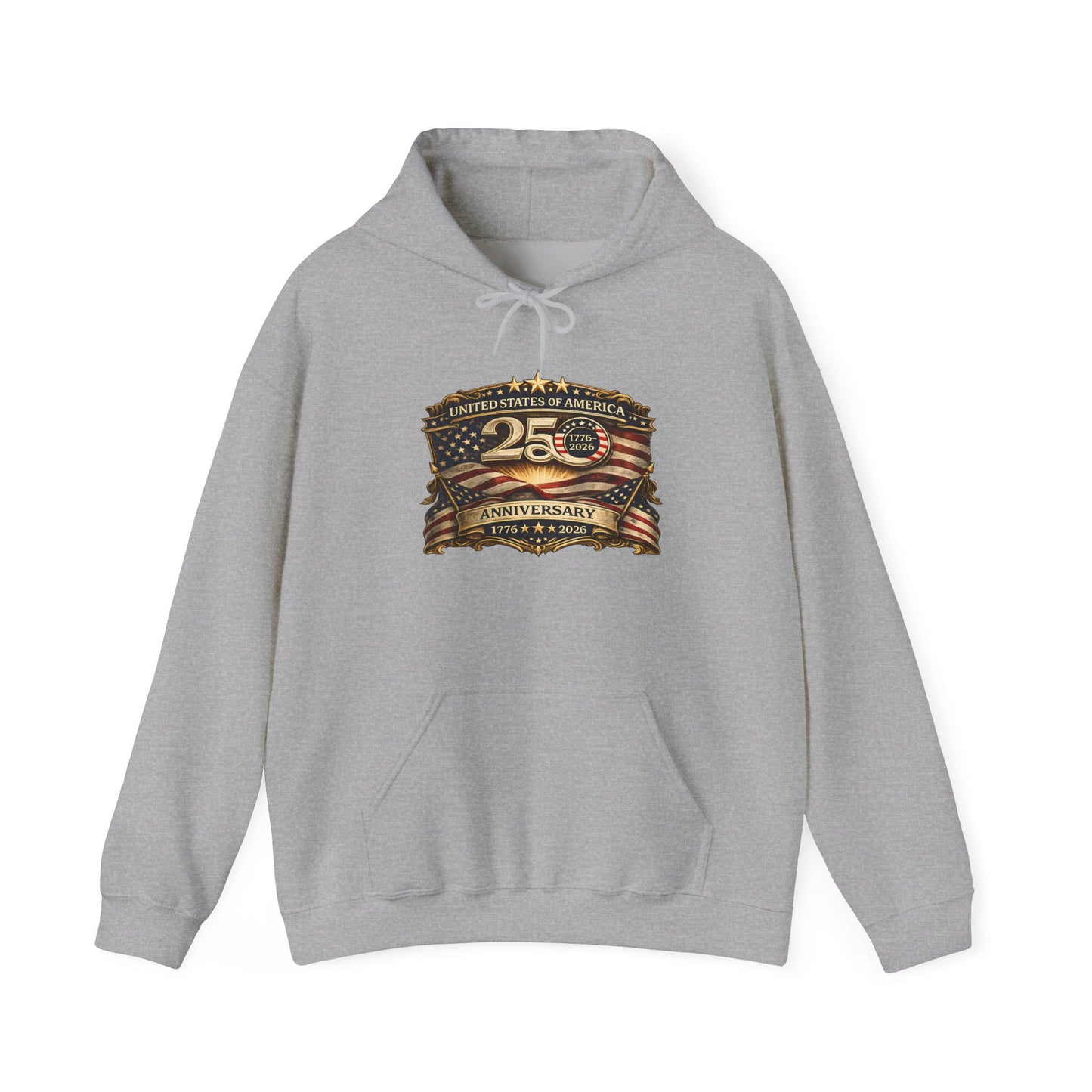25th Anniversary American Flag Emblem Hoodie | Patriotic Celebration Sweatshirt
