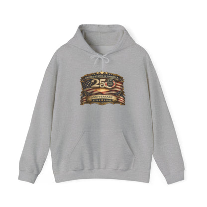 25th Anniversary American Flag Emblem Hoodie | Patriotic Celebration Sweatshirt