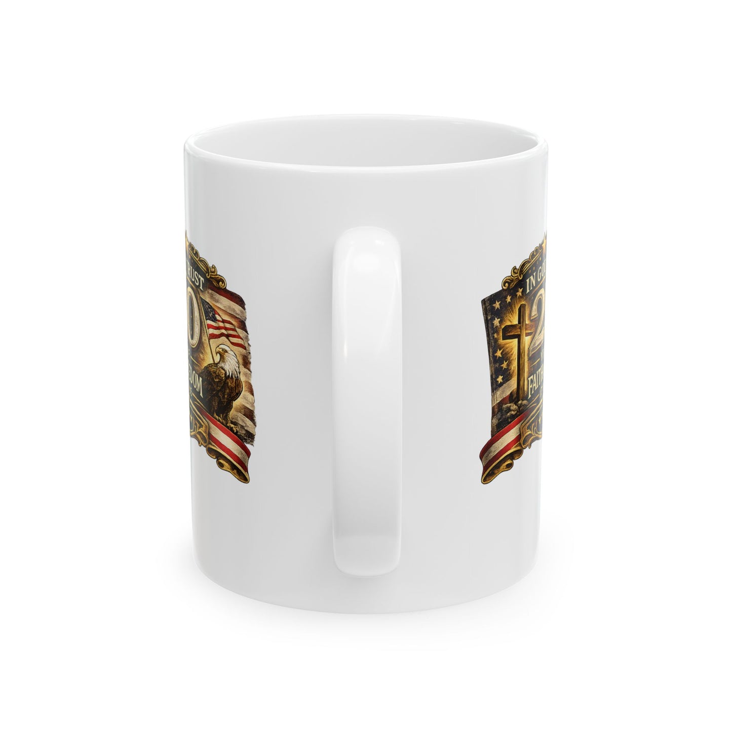 Patriotic Bald Eagle with American Flag  Mug | USA  Freedom Coffee Cup & Liberty Ceramic Mug 11oz