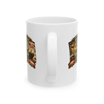 Patriotic Bald Eagle with American Flag  Mug | USA  Freedom Coffee Cup & Liberty Ceramic Mug 11oz