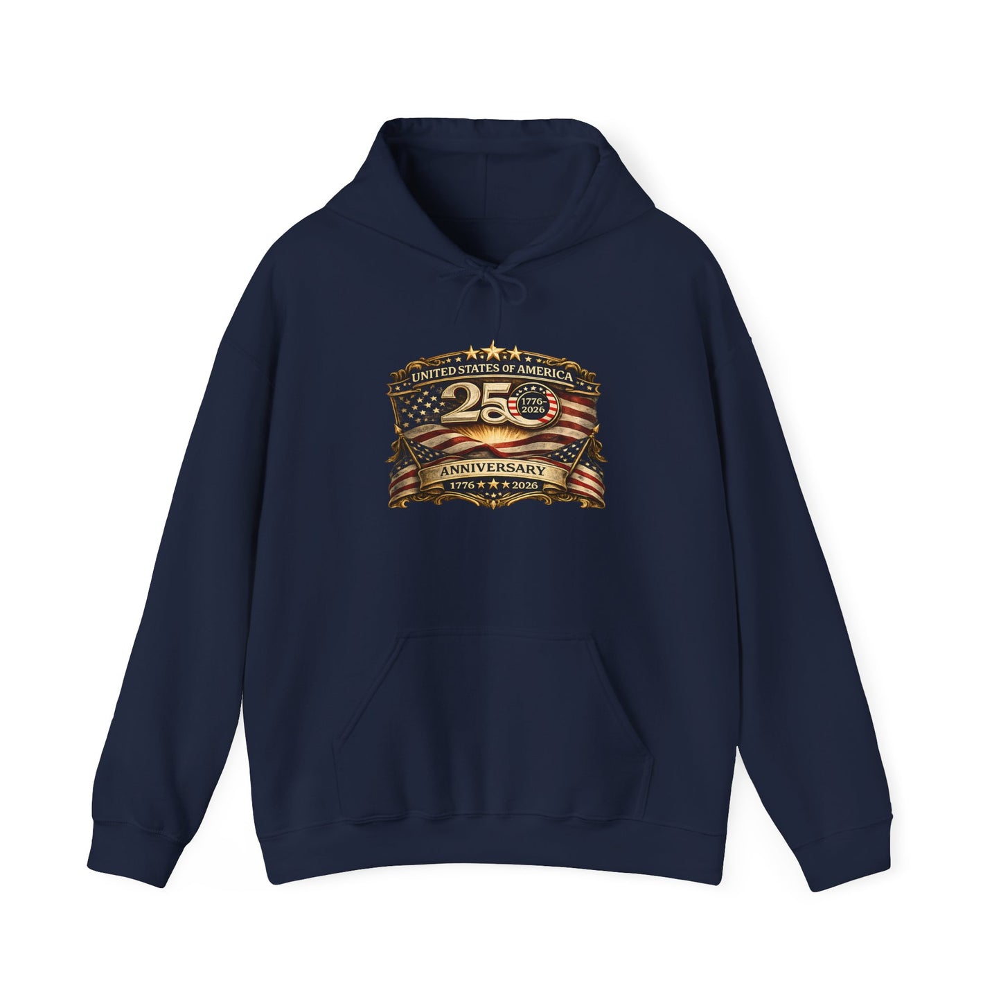 25th Anniversary American Flag Emblem Hoodie | Patriotic Celebration Sweatshirt
