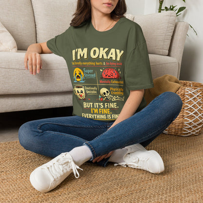 Im Okay But Everything Hurts Shirt Funny Emotional Support Tee Mentally Exhausted Shirt Sarcastic Anxiety Graphic Tee for Women