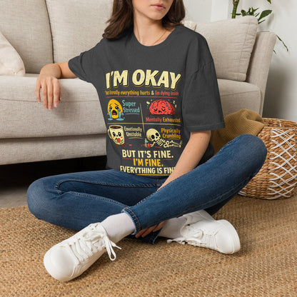 Im Okay But Everything Hurts Shirt Funny Emotional Support Tee Mentally Exhausted Shirt Sarcastic Anxiety Graphic Tee for Women