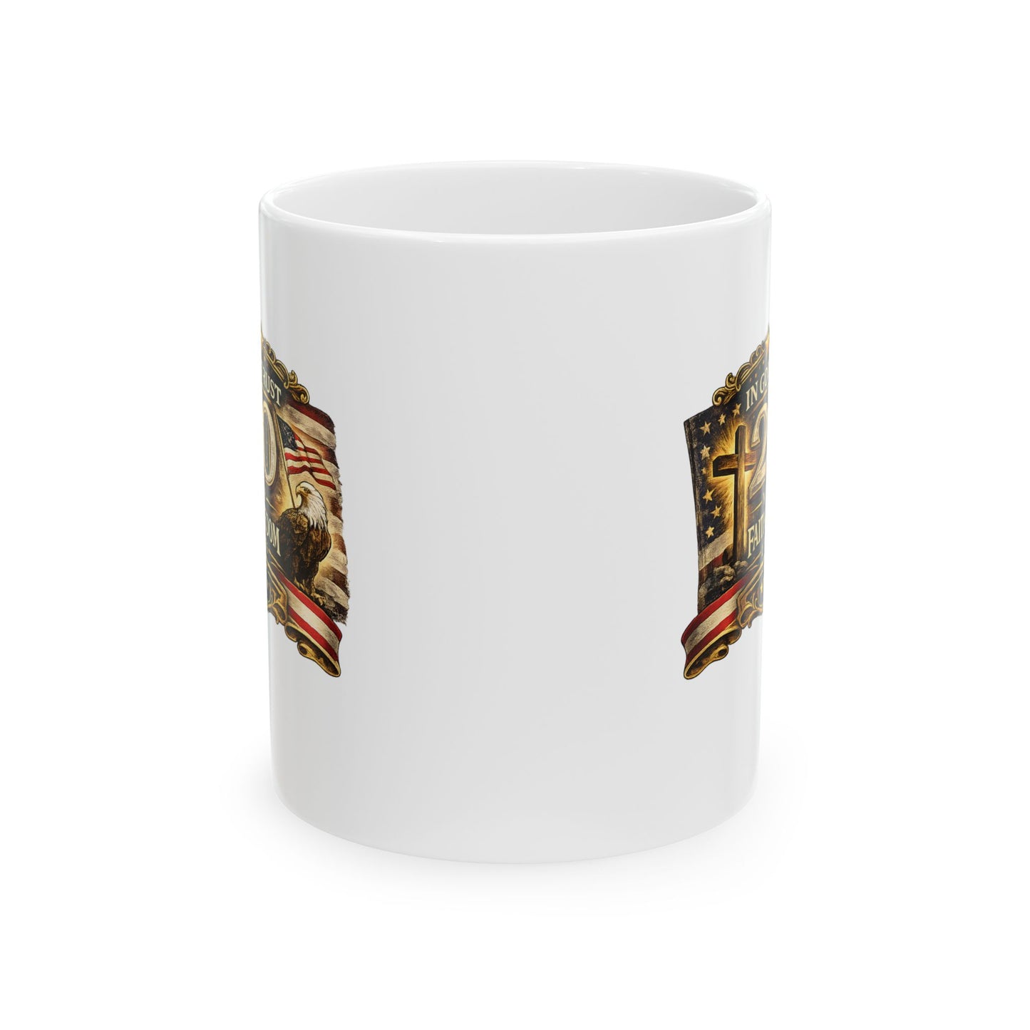 Patriotic Bald Eagle with American Flag  Mug | USA  Freedom Coffee Cup & Liberty Ceramic Mug 11oz