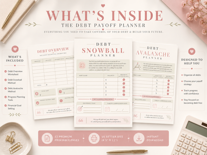 Debt Payoff Planner Printable{ Snowball & Avalanche Tracker} (PDF Download)