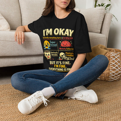 Im Okay But Everything Hurts Shirt Funny Emotional Support Tee Mentally Exhausted Shirt Sarcastic Anxiety Graphic Tee for Women