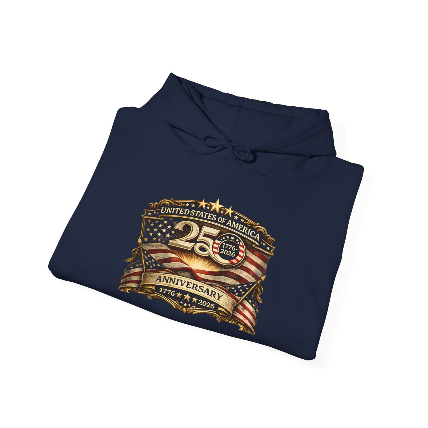 25th Anniversary American Flag Emblem Hoodie | Patriotic Celebration Sweatshirt
