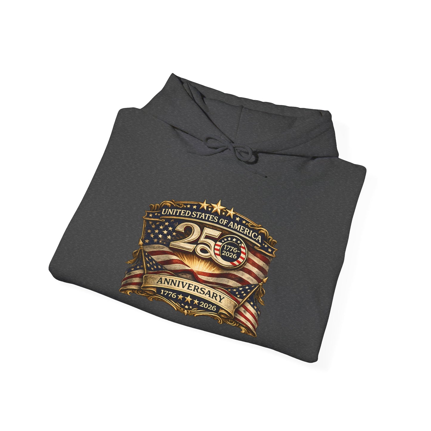 25th Anniversary American Flag Emblem Hoodie | Patriotic Celebration Sweatshirt