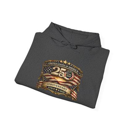 25th Anniversary American Flag Emblem Hoodie | Patriotic Celebration Sweatshirt