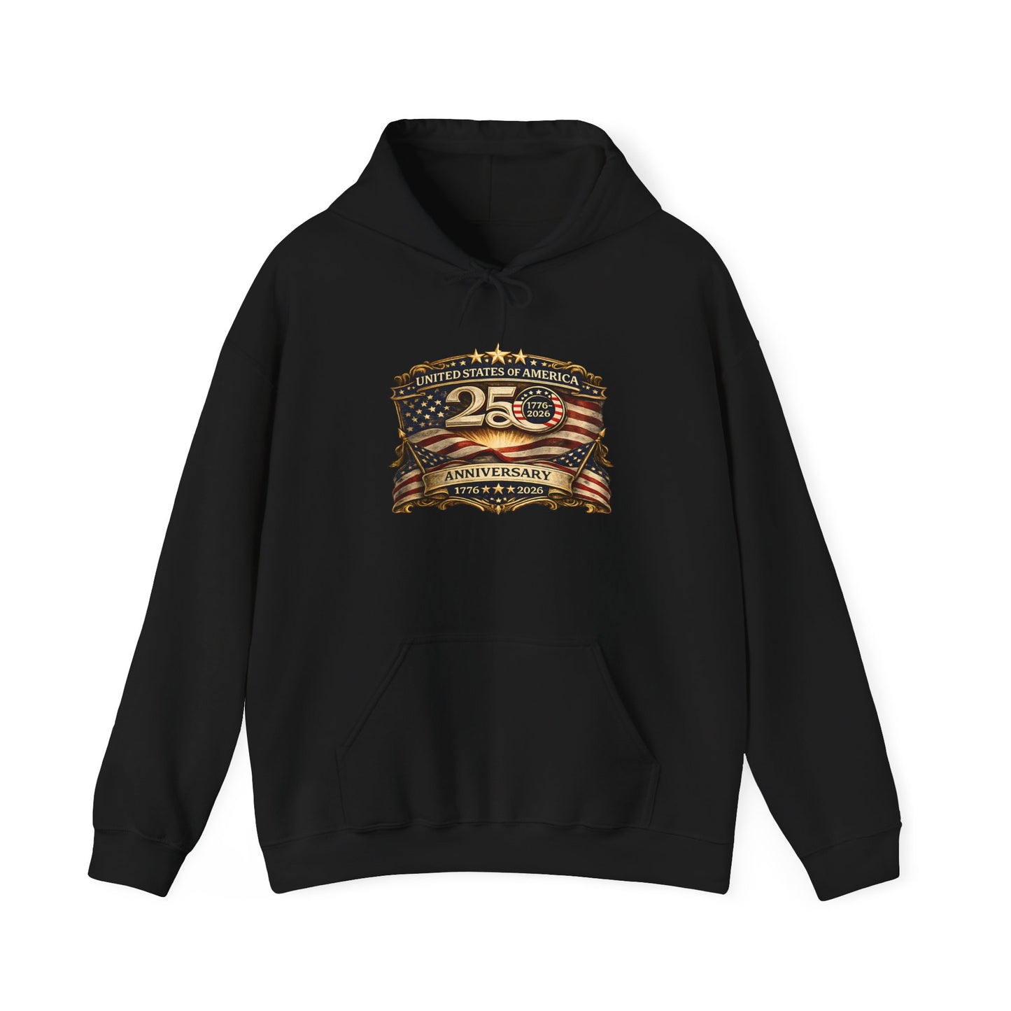 25th Anniversary American Flag Emblem Hoodie | Patriotic Celebration Sweatshirt