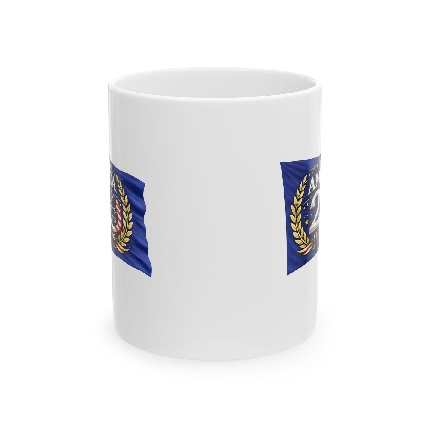 America 250 Years Strong  Ceramic Coffee Cup | Patriotic USA Flag