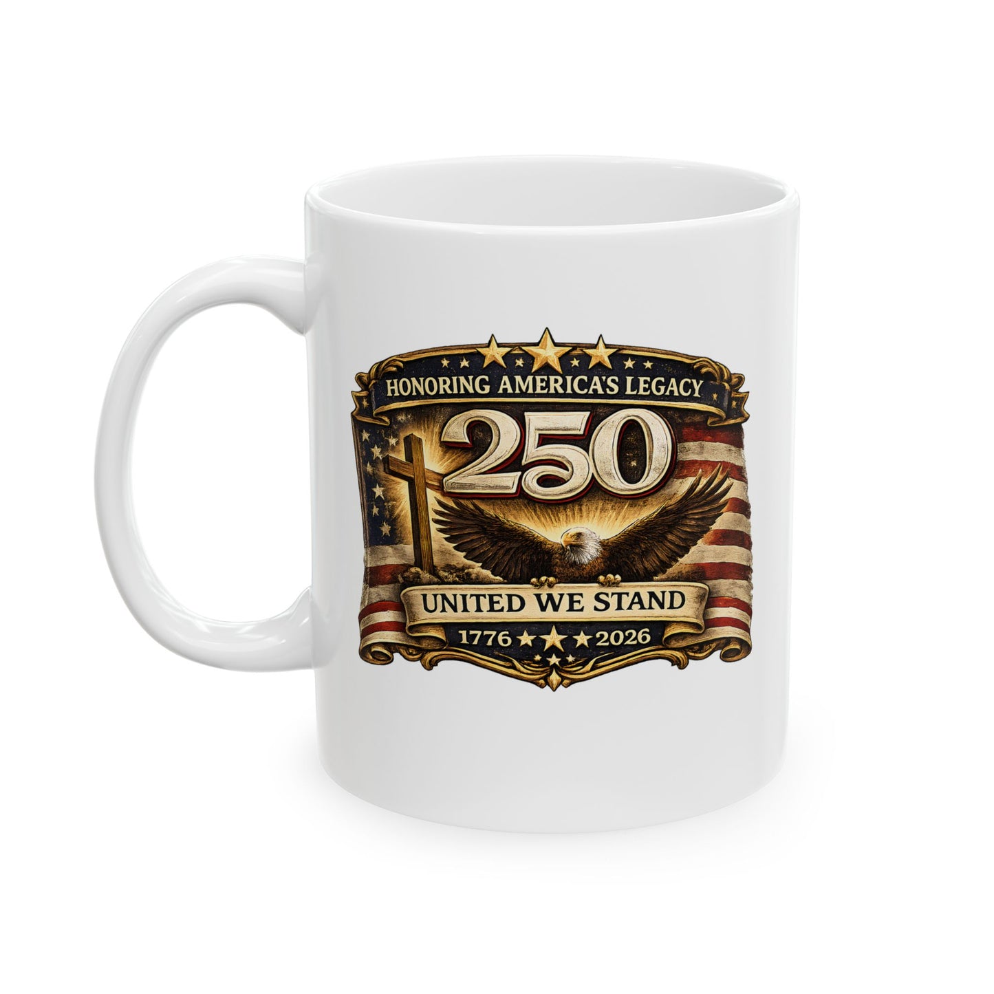 Cross and American Flag Mug – Christian Faith Coffee Mug for Patriotic Believers