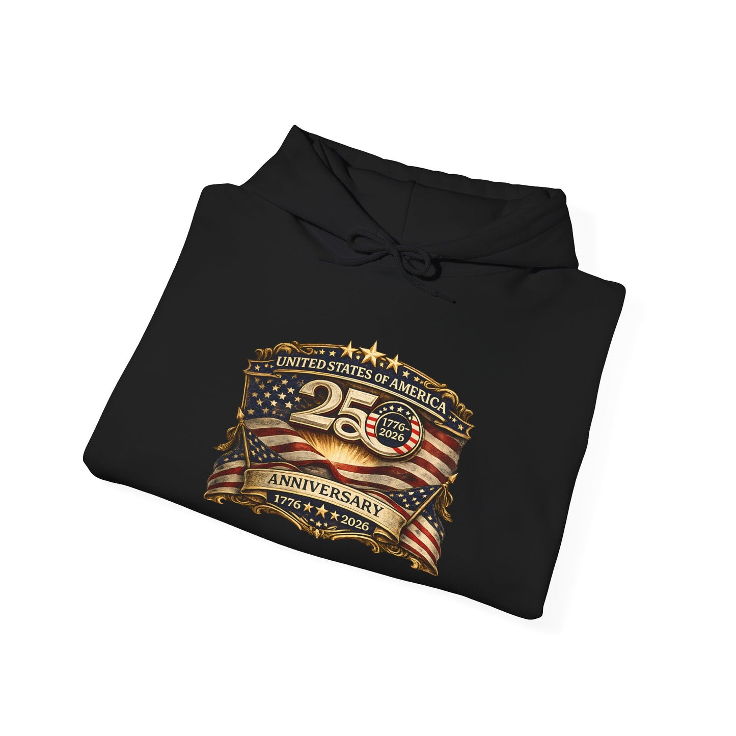 25th Anniversary American Flag Emblem Hoodie | Patriotic Celebration Sweatshirt