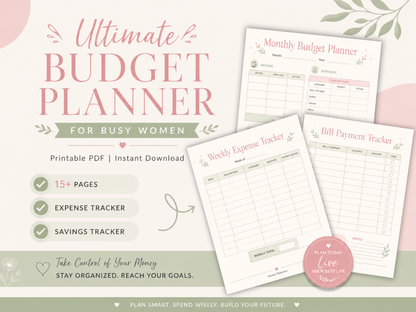 Ultimate Budget Planner for Busy Women | Finance Organizer (Digital Download)